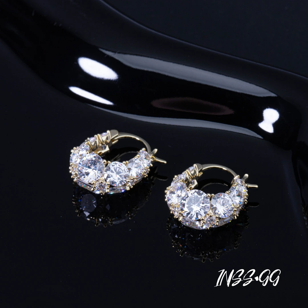 铜合金合成锆石耳饰 【INSS · GG】时尚轻奢气质小众镶嵌耳环E344