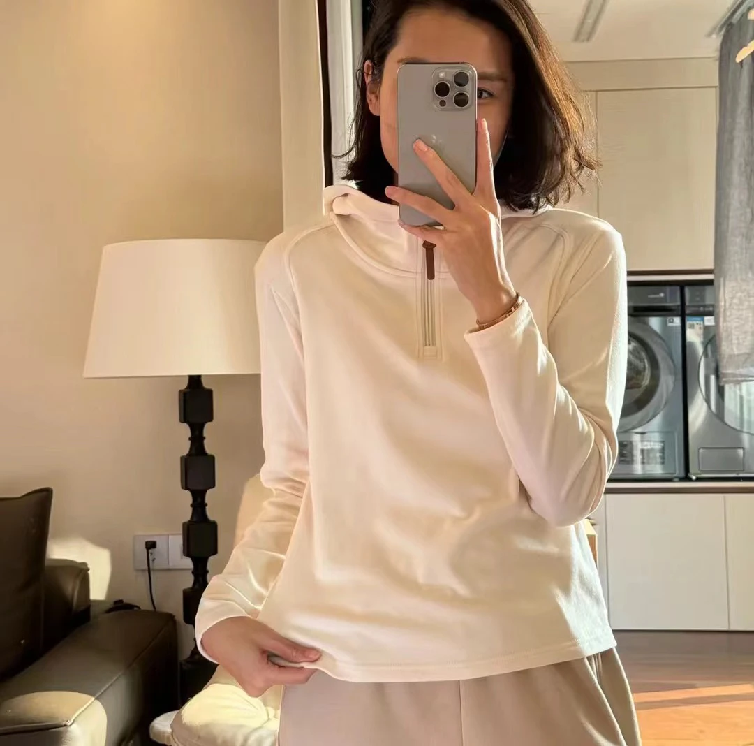 2409  德容半拉链连帽衫