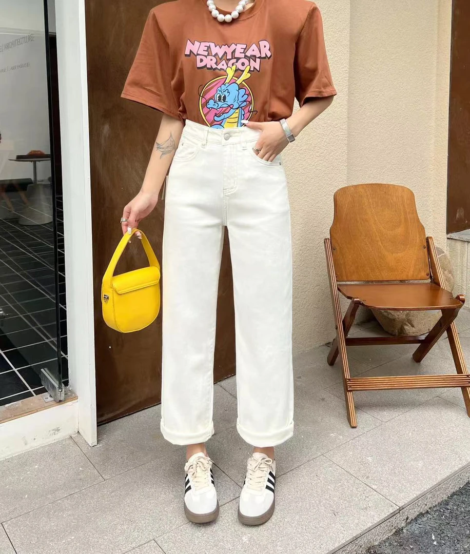 1692 高腰弹力 小个子男友直筒牛仔裤