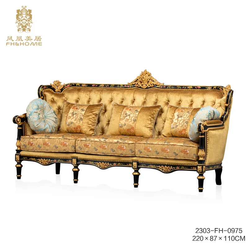 FH&HOME/凤凰美居欧式奢华宫廷风沙发高档别墅客厅成套三座位沙发