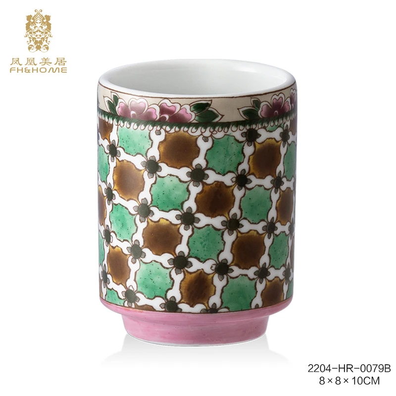 FH&HOME/凤凰美居奢华高温瓷圆笔筒饰品杯口杯工艺品