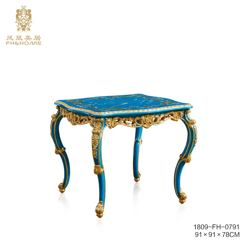 FH&HOME/凤凰美居欧式轻奢别墅客厅陈列装饰家用蓝色奢华方桌