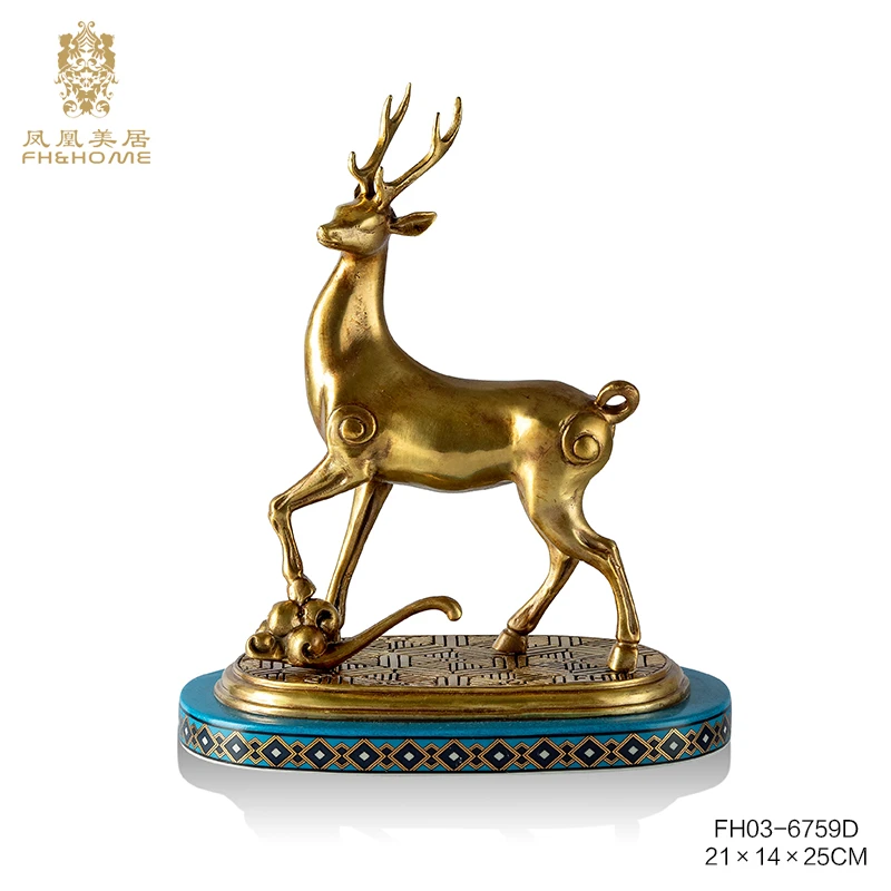 欧式奢华欧式小鹿雕花摆件