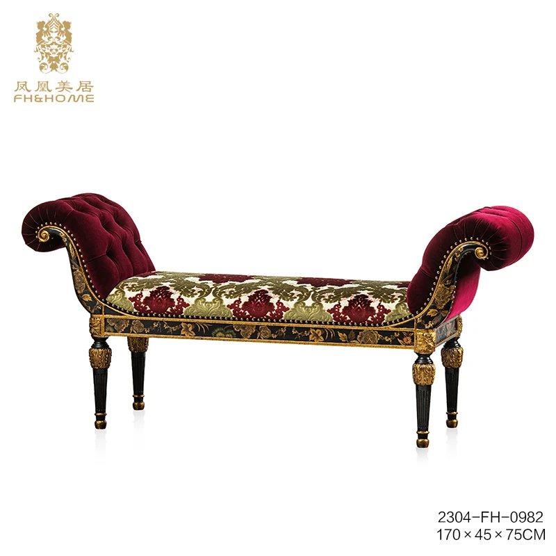 FH&HOME/凤凰美居别墅家用奢华欧式手工花弄影贵妃椅床尾沙发