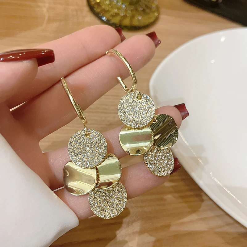 铜合金耳饰 【460】气质圆圈亮片耳环时尚轻奢耳钉耳坠个性简约耳饰