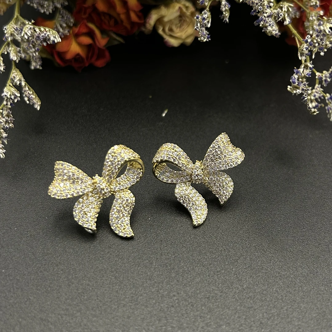 铜合金耳饰 【275】蝴蝶结轻奢耳环女时尚百搭甜美文艺风耳饰简约