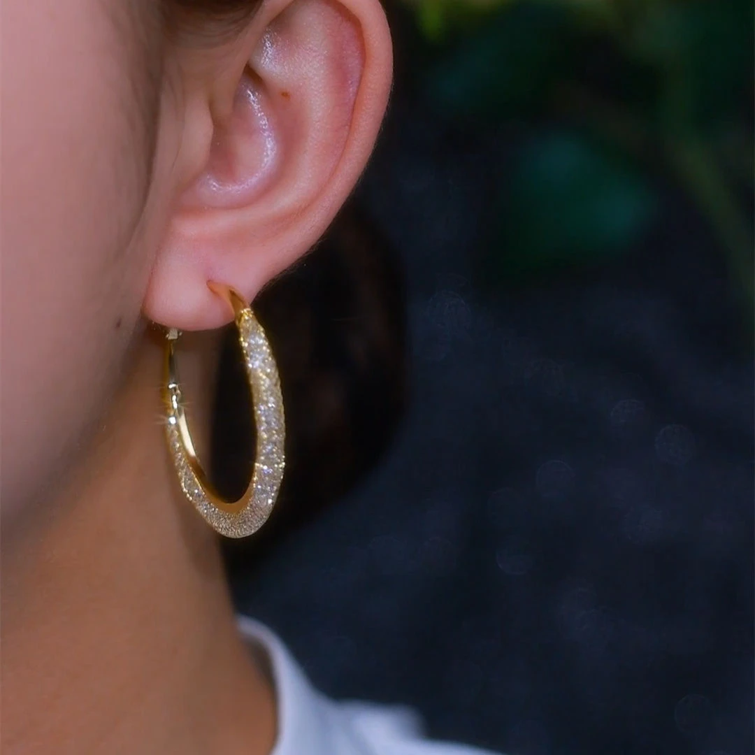 铜合金耳饰 【043】高级感网状大耳圈耳环女设计感2024新款时尚耳饰