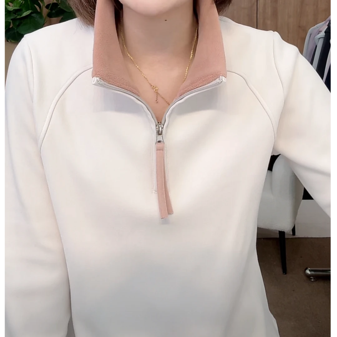 设计感半拉链立领加绒加厚卫衣女2024秋冬新款卫衣女2024新款爆款