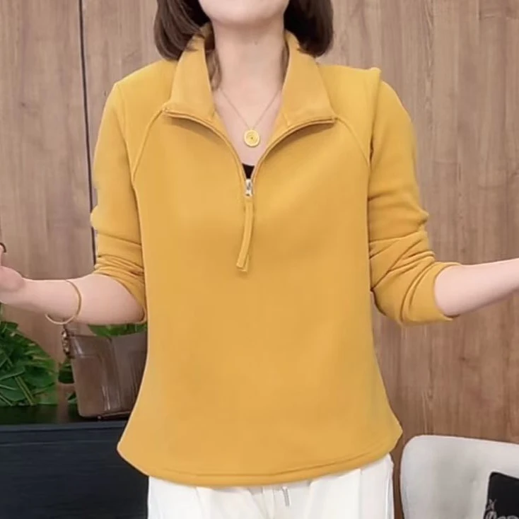 设计感半拉链立领加绒加厚卫衣女2024秋冬新款休闲百搭半高领上衣