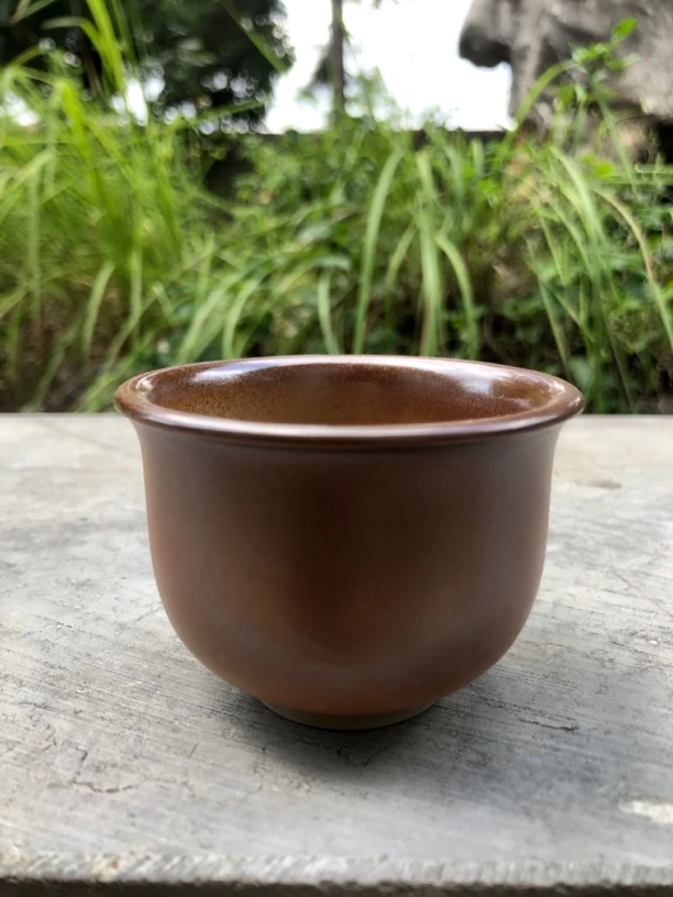 建水紫陶白泥柴烧主人杯