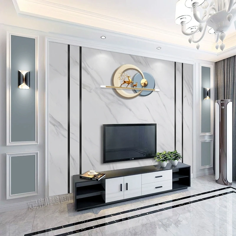 定制新款电视背景墙壁纸客厅现代简约高级感墙布轻奢风影视墙壁画