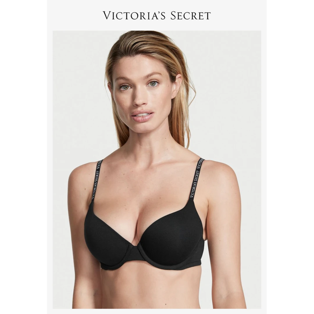 【维密新品·聚拢有钢圈文胸】Logo肩带棉质全罩杯文胸女士小胸聚拢