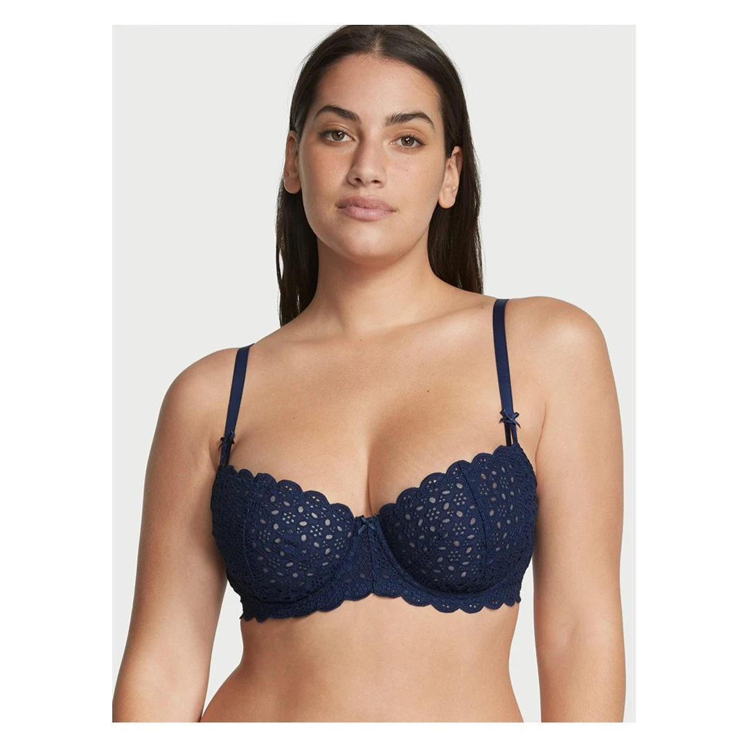 【维密·花漾蕾丝有钢圈内衣】3/4罩杯文胸性感美式小胸聚拢支撑女