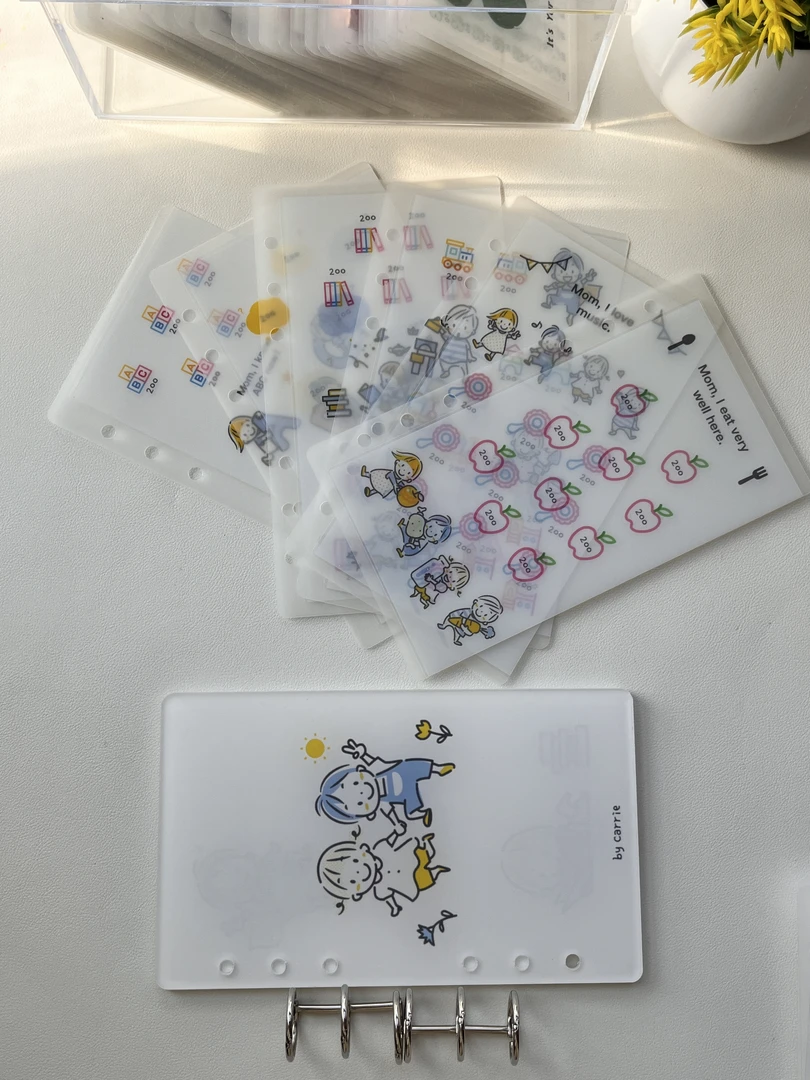 白色可爱小孩主题ins现金存钱袋/印花可爱储蓄本/活页本儿童幼儿