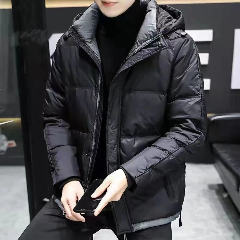 波司澄男士短款带帽羽绒服年新款潮男厚款白鸭绒保暖外套