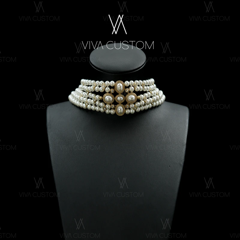 铜合金仿珍珠项链 珠华旧梦系列 时尚气质百搭多层珠串女王项链M