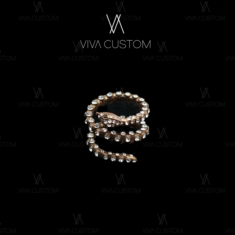 铜合金合成锆石戒指 （精工系列）复古小众气质蛇来运转戒指