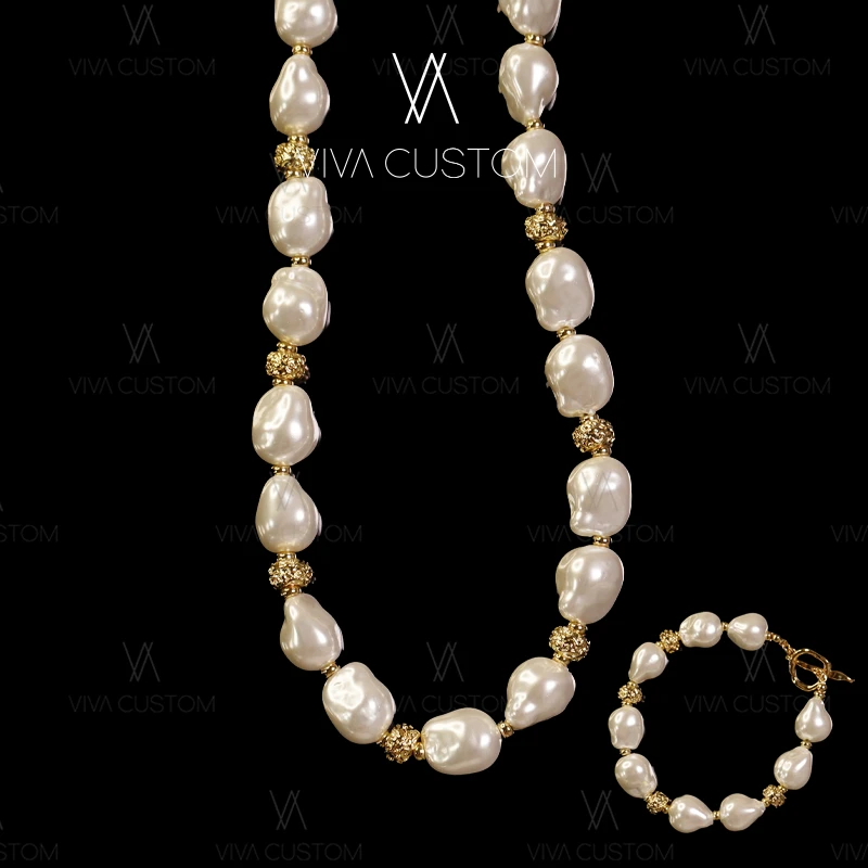 铜合金仿珍珠手链 珠华旧梦系列 简约不规则巴洛克套装✓