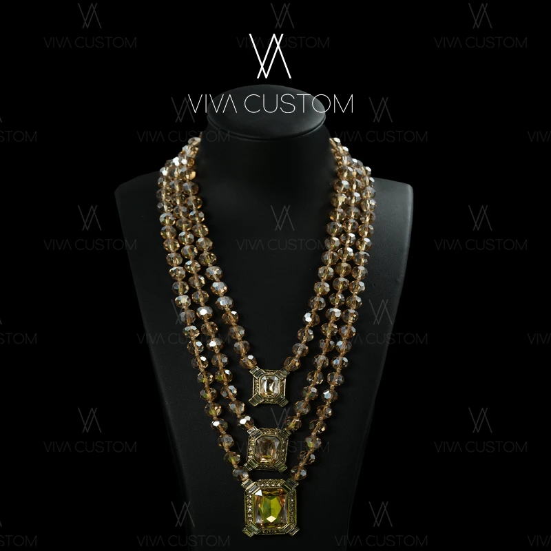 铜合金合成锆石项链 (HD系列)复古高级感宫廷素款多层项链