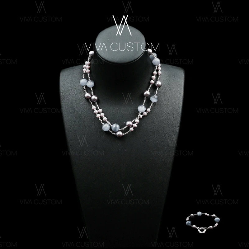 铜合金合成锆石项链 （彩石流光系列）气质轻奢渐变幽紫深梦套装✓