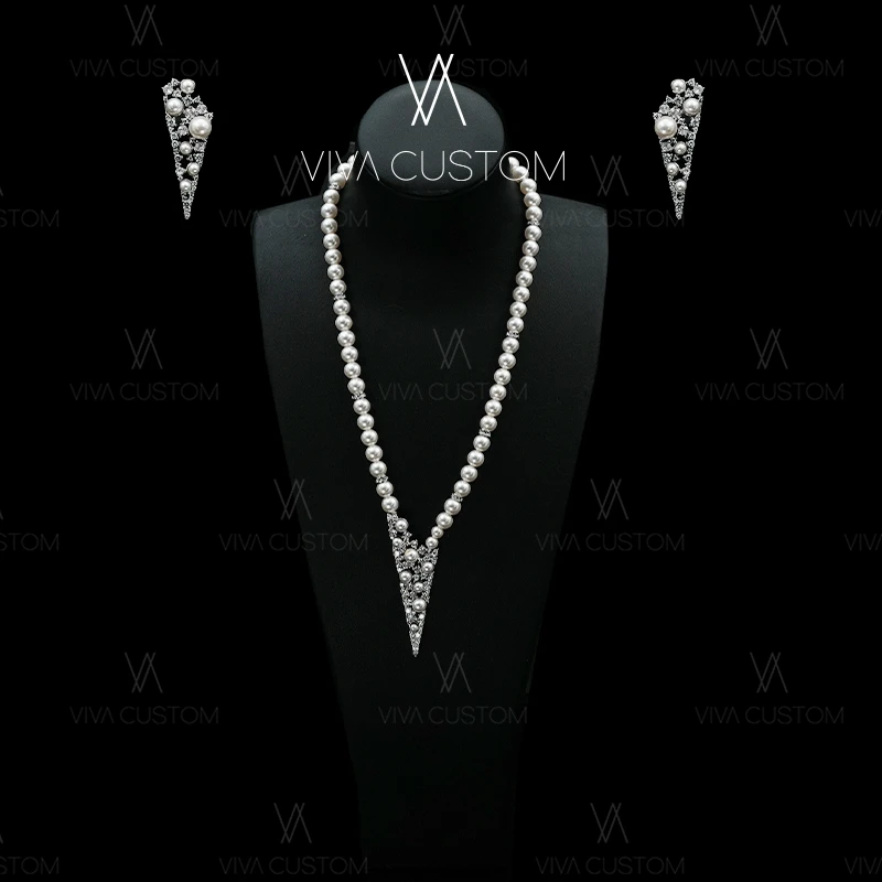 铜合金合成锆石耳饰 【静子美汇】（精工）高级感几何镂空珠珠套装M