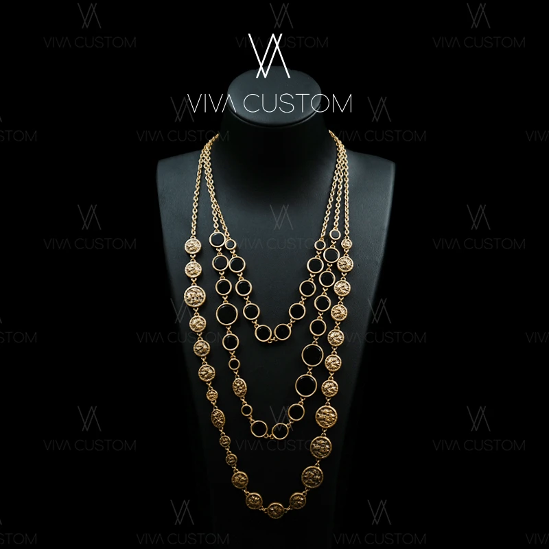 铜合金项链 小香风系列 时尚气质做旧个性圆圈项链