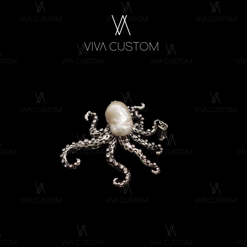 铜合金仿珍珠胸针 (动物系列)时尚精致活泼可爱小章鱼胸针