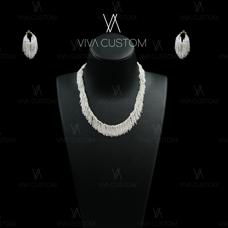 铜合金耳饰 欧美轻奢设计感流苏瀑布套装◎