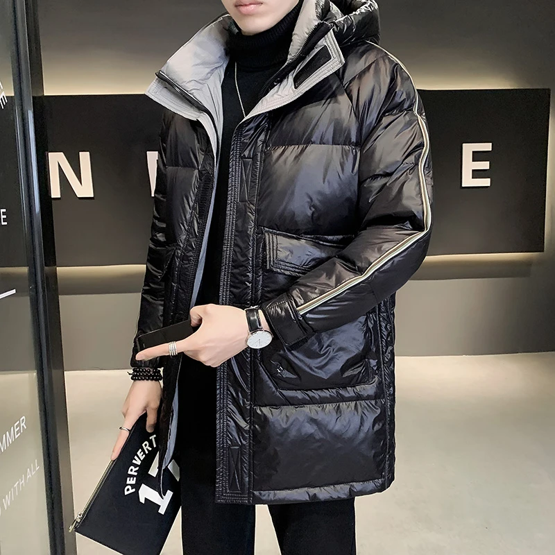 男士高档羽绒服潮牌外套男款羽绒衣中长款连帽防寒服保暖加厚冬装