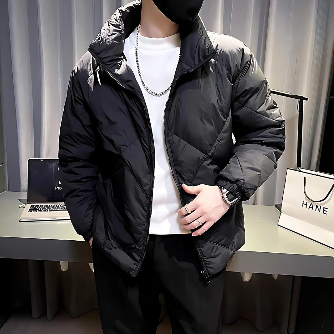 男士高档羽绒服潮牌外套秋季轻薄潮牌立领羽绒衣加厚保暖轻奢男装