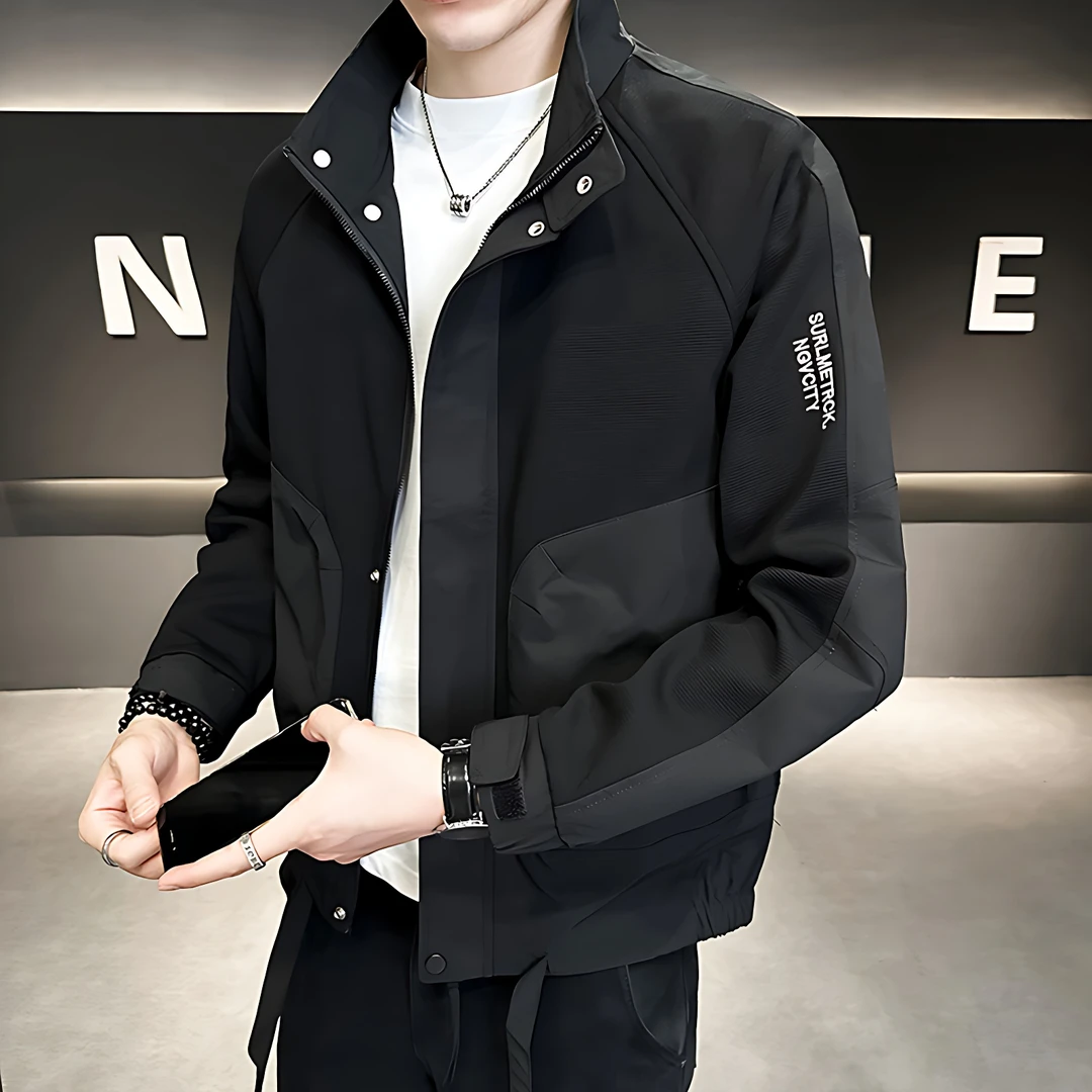 男士外套男春秋款潮牌品质夹克立领工装男式秋天外衣成熟秋季男装