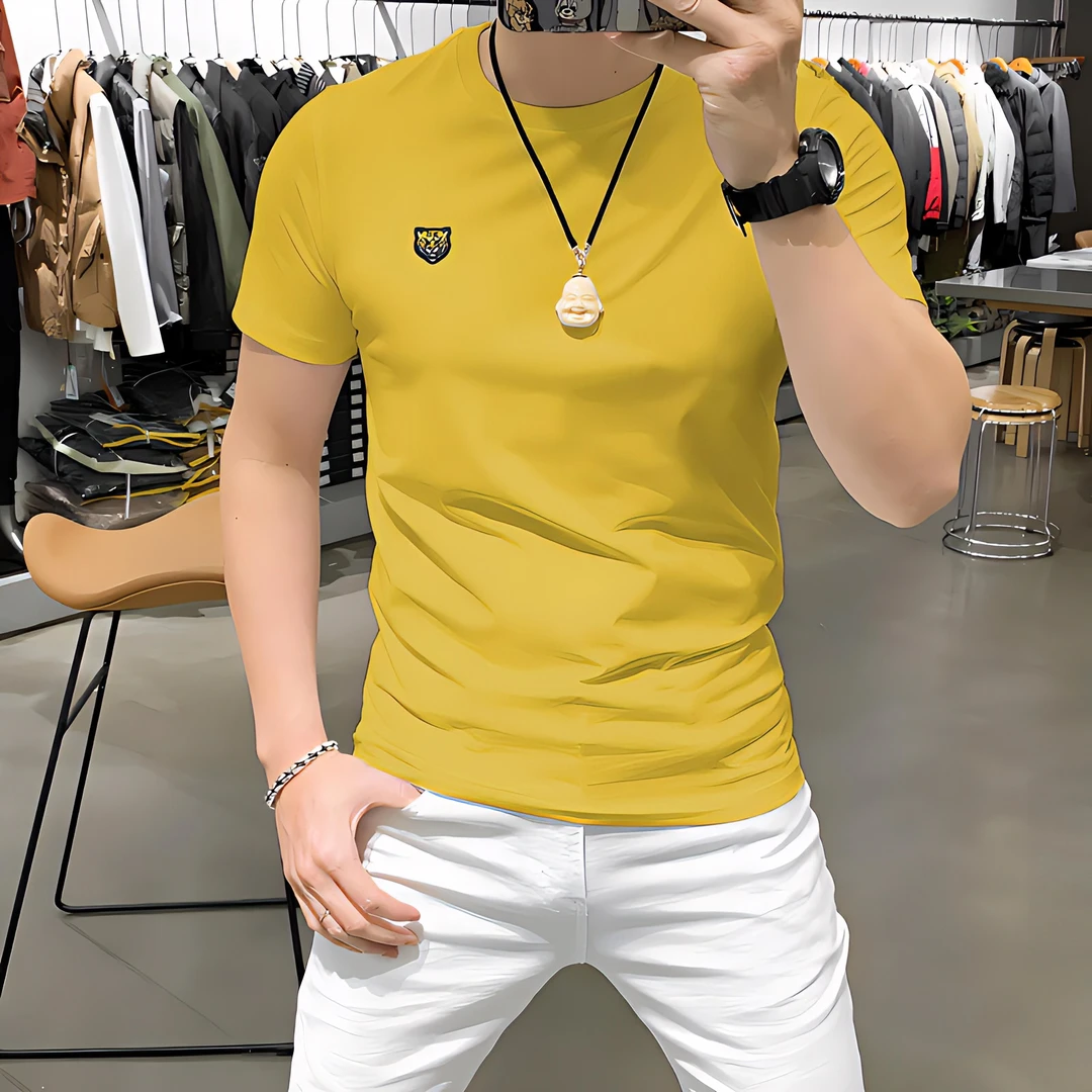 2024新款夏季韩版潮流男士短袖t恤男修身个性百搭半袖上衣服男装