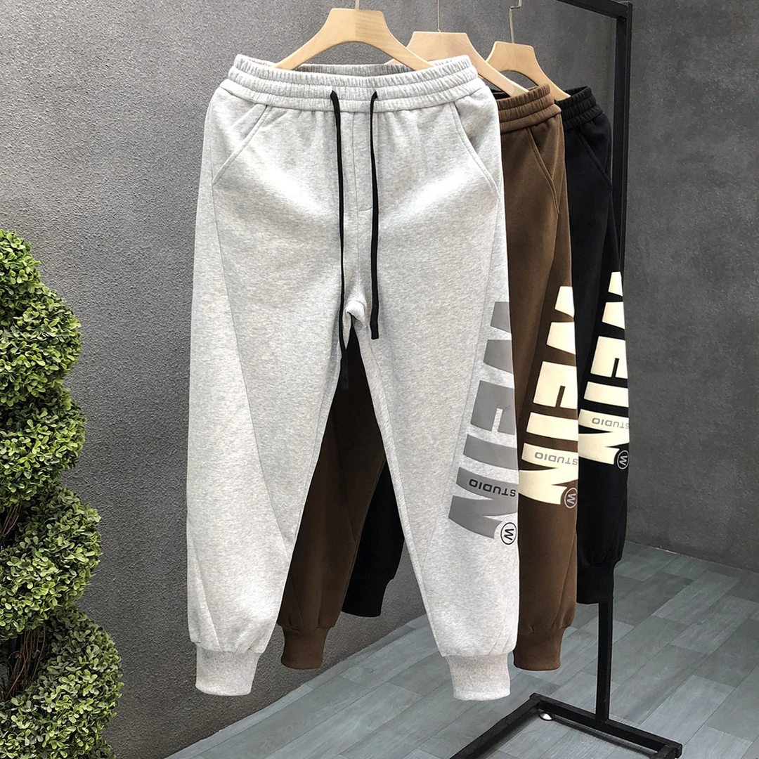 高级感潮牌束脚运动裤痞帅卫裤男休闲裤男士裤子男款秋冬款长裤男