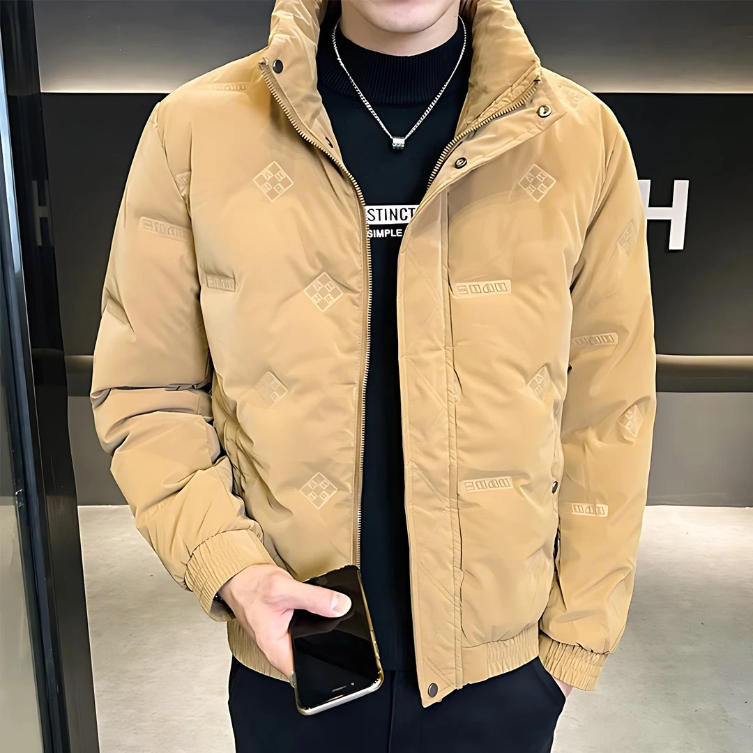 秋季潮牌男款棉服男短款加厚无帽立领休闲男装保暖外套防风棉袄男