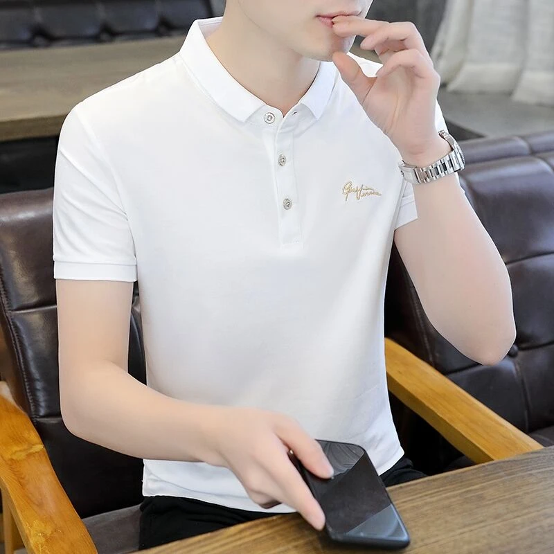 男款polo衫士短袖t恤男夏季修身翻领体恤高端刺绣潮牌男式上衣服T