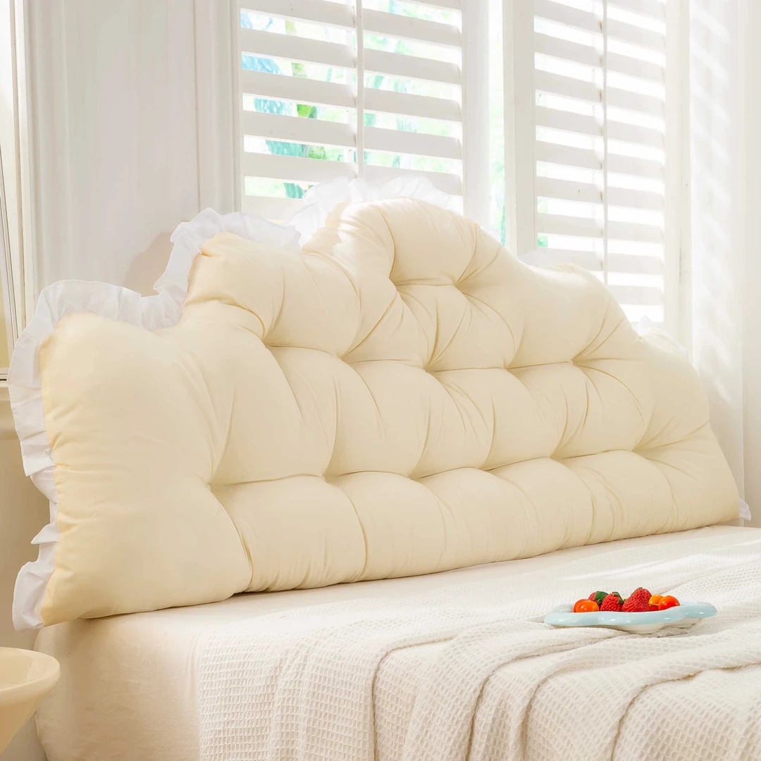高颜值米黄床头靠垫公主大靠背软包靠枕改造床上神器靠背垫卧室
