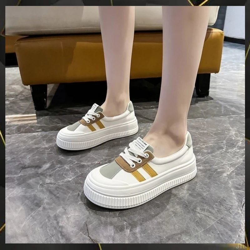 厚底小白鞋女2024新款爆款百搭休闲运动超火透气德训板鞋0001