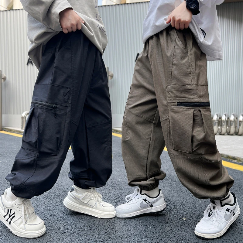 男童宽松裤子春秋儿童工装裤2024新款韩版休闲裤潮流中大童秋季