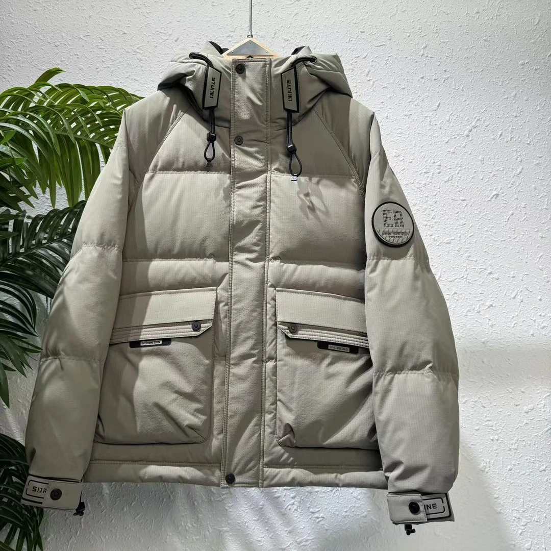 冬季新款时尚潮流撞色户外休闲连帽防风御寒保暖加厚外套#8216