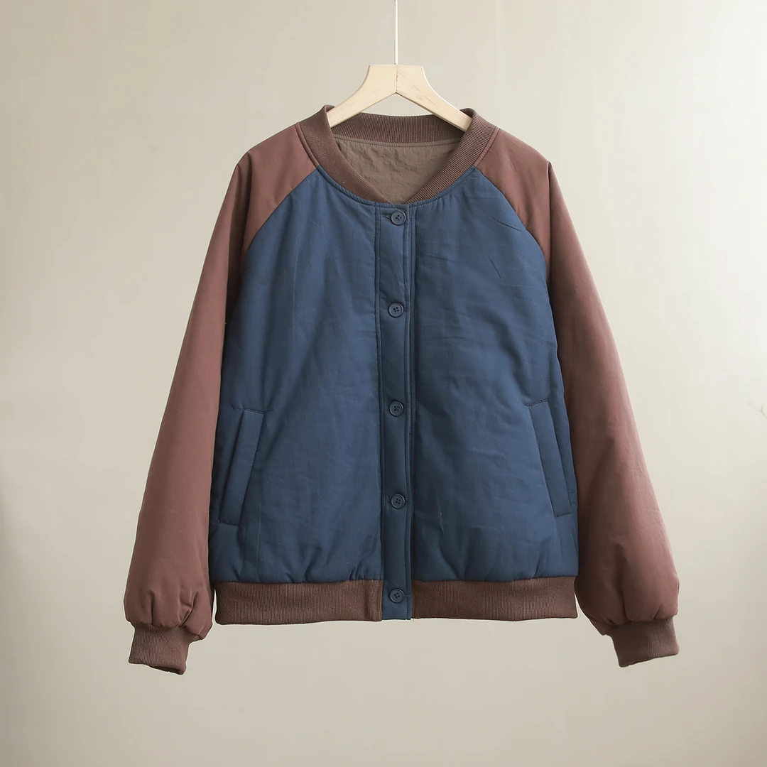 【麻念】衣长60 秋冬休闲保暖日常夹棉穿搭棉衣女 D241253