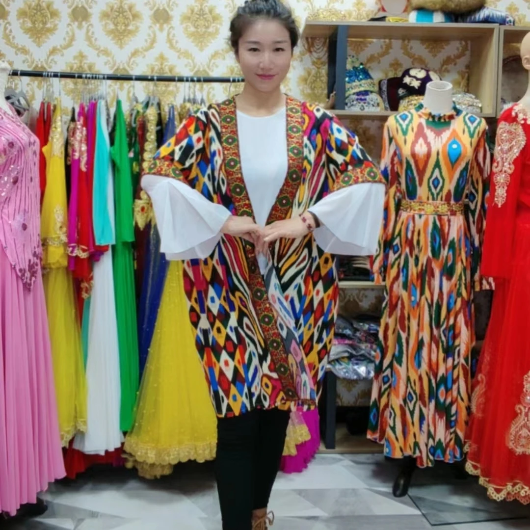 新疆民族风艾德莱斯外披男女同款沙滩服旅游拍照必备印花服装休闲