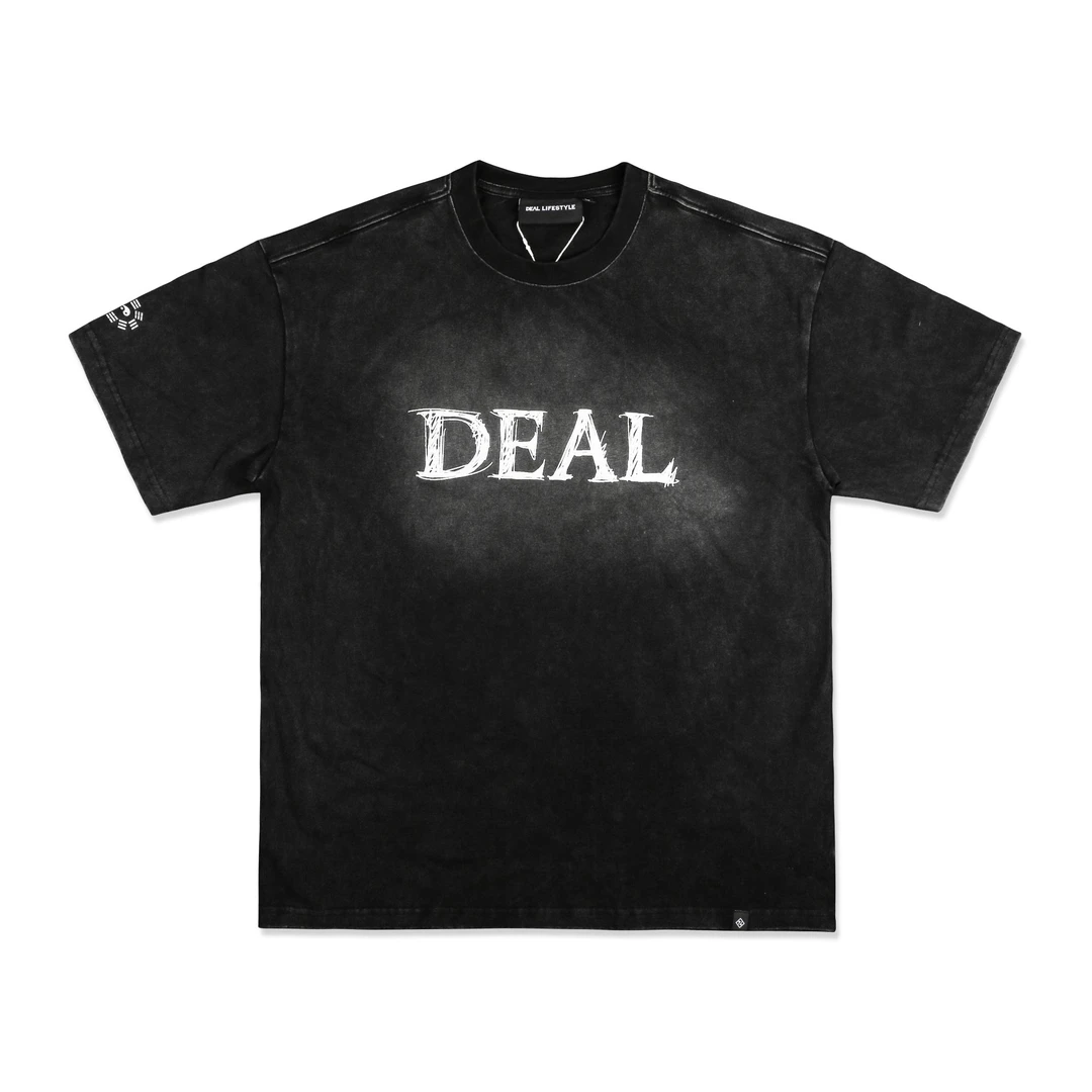 DEAL LIFESTYLE手稿水洗短袖黑色 T恤 男女同款 黑色 DAW2401B