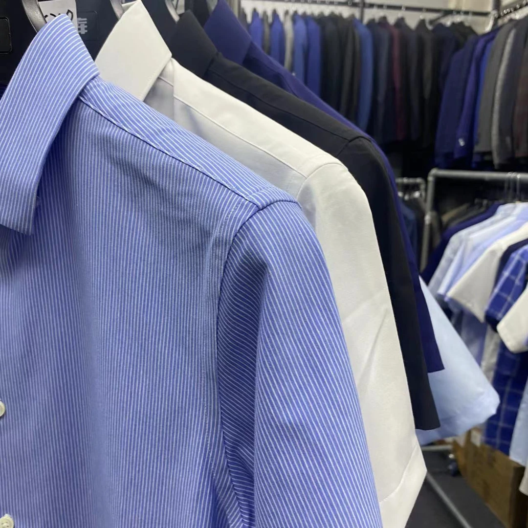 C101-300【海-直播链接】高定翻领衬衫时尚内搭修身长袖衬衣男上衣