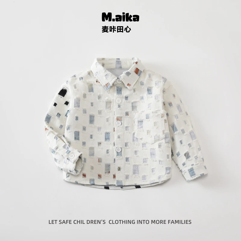 832儿童春秋外套新款炸街帅气中小男孩痞帅夹克洋气衬衫上衣