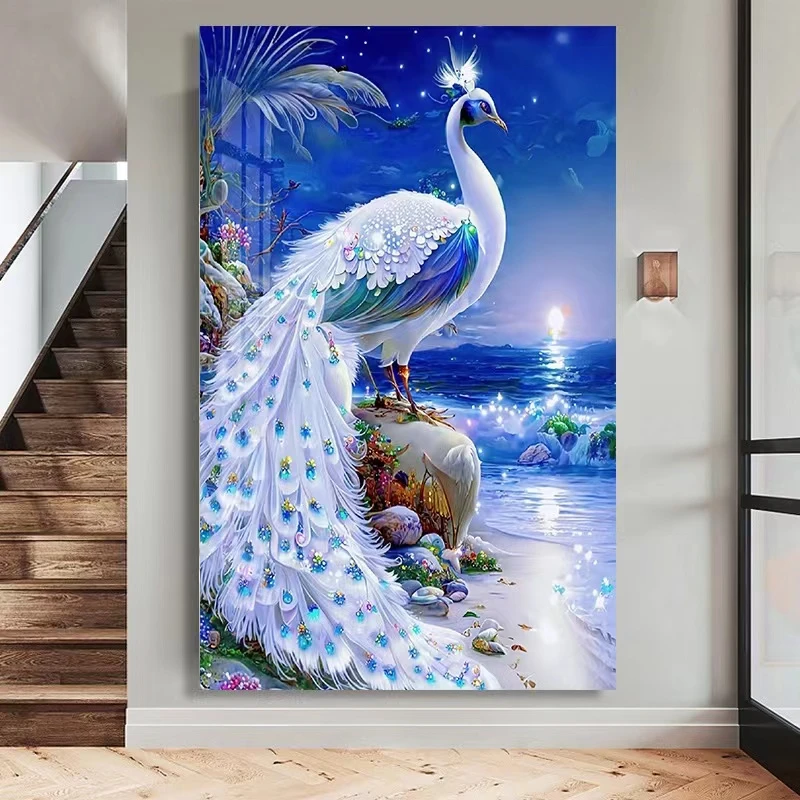 满钻全贴——【聚福雀之灵】钻石画森林孔雀装饰画新款自粘手工画