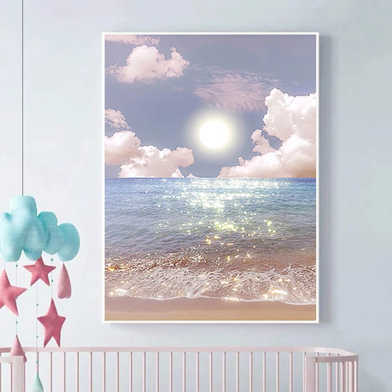 满钻——【海边日出】钻石画自粘手工diy装饰画客厅卧室简约贴画