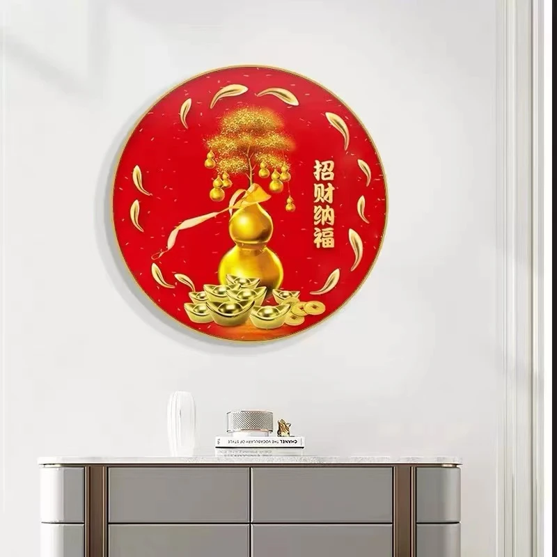 满钻全贴款式新款葫芦五福临门钻石画5d装饰画自粘贴画玄关走廊新