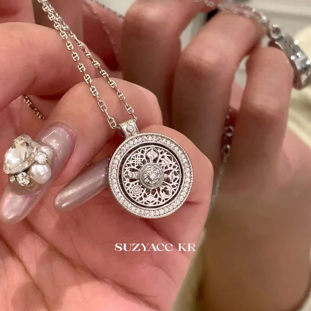 Suzyacc Kr 坠链均925银合成锆石 S925银【八宝罗盘】项链DX0176