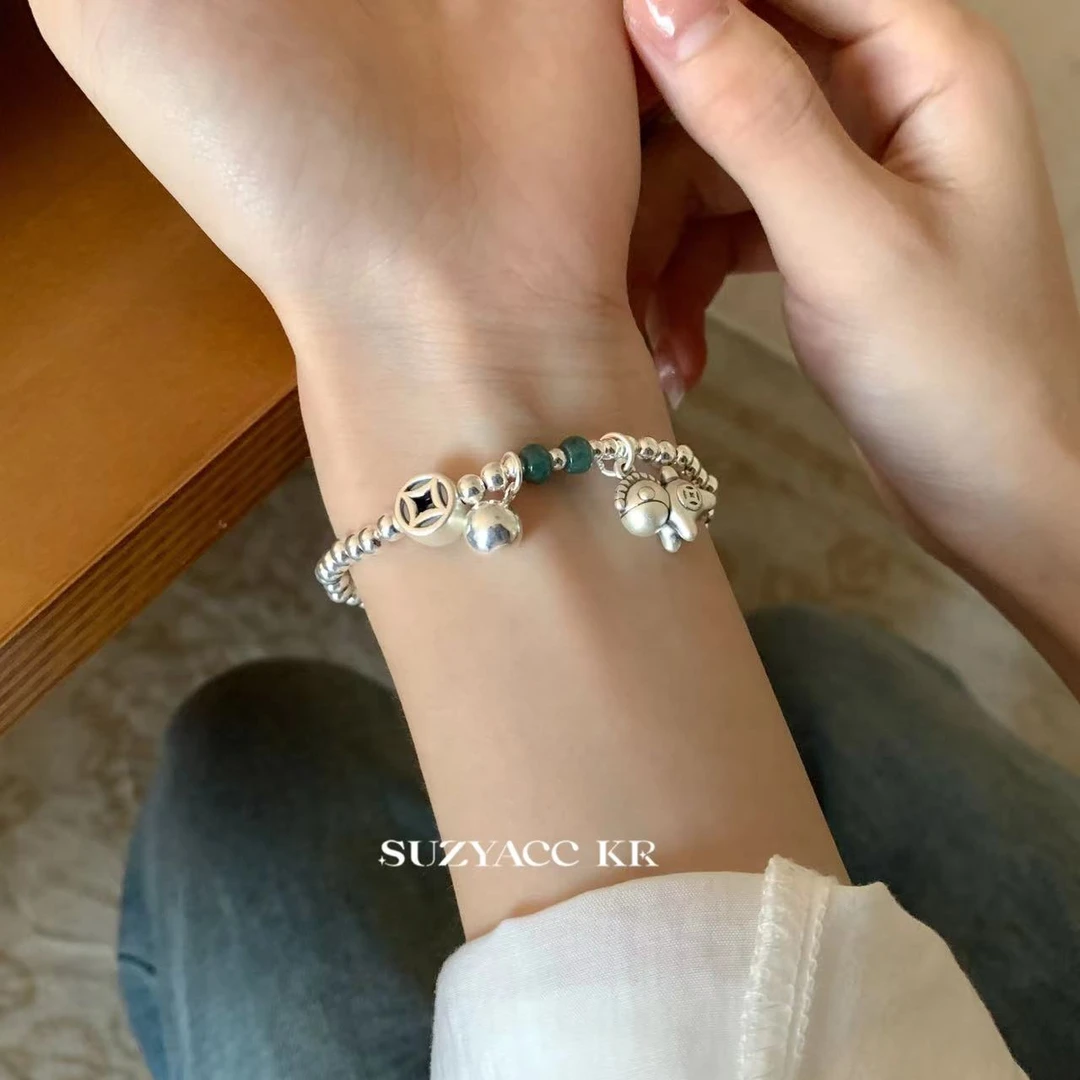 Suzyacc Kr 925银手链 小马银珠手串纯银手链气质可爱轻奢DC0162
