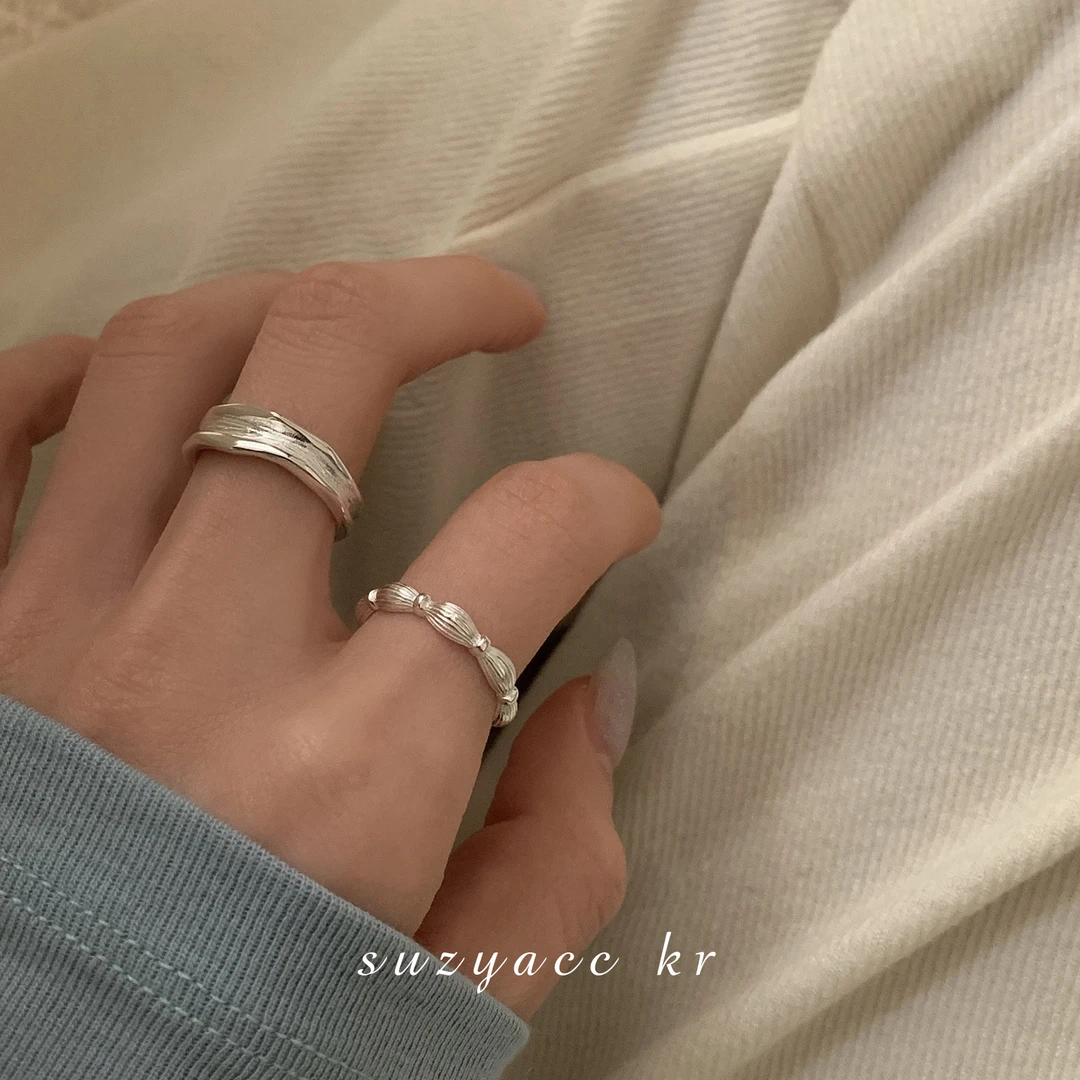 Suzyacc Kr 925银戒指 小众设计肌理感戒指J0670